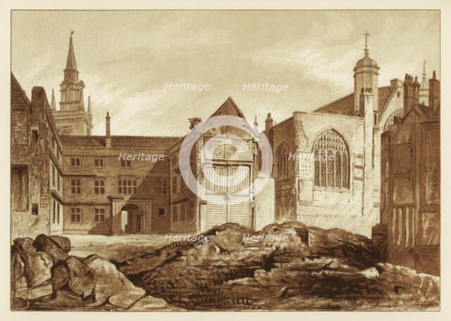 South-east view of Guildhall Chapel and Blackwell Hall, City of London, 1886. Artist: Unknown