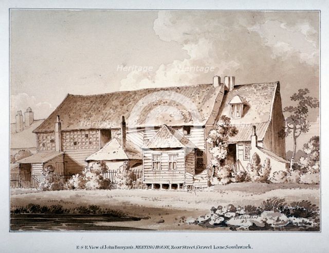 South-east view of John Bunyan's meeting house, Zoar Street, Southwark, London, 1813. Artist: Thomas Hosmer Shepherd