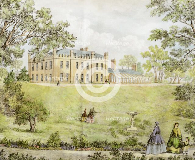 South-east view of Lenton Hall, Nottingham, Nottinghamshire, 1867. Artist: Unknown