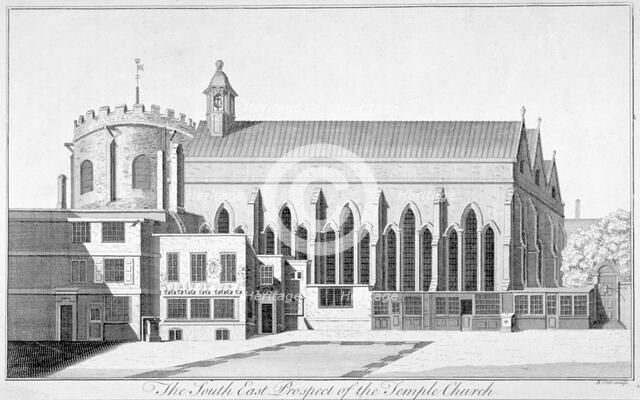 South-east view of Temple Church, City of London, 1737.                                              Artist: Benjamin Cole