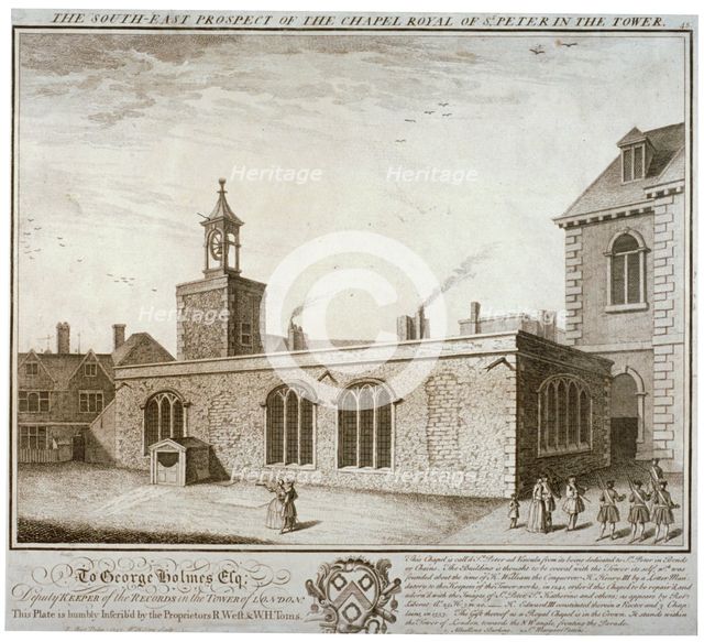 South-east view of the Chapel of St Peter ad Vincula, Tower of London, c1737. Artist: William Henry Toms