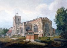 South-east view of the Church of St Dunstan, Stepney, London, c1820. Artist: Henry Sass