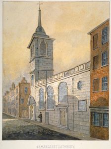 South-east view of the Church of St Margaret Lothbury, City of London, 1815. Artist: William Pearson