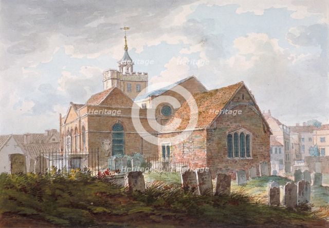 South-east view of the church of St Mary Magdalene, Richmond, Surrey, c1840. Artist: Anon