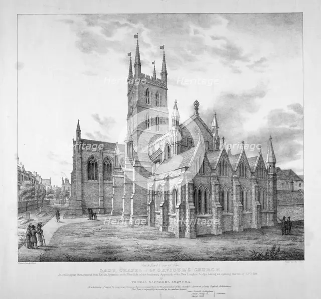 'South-east view of the Lady Chapel of St Saviour's Church, as it will appear when restored', c1835. Artist: J Harris