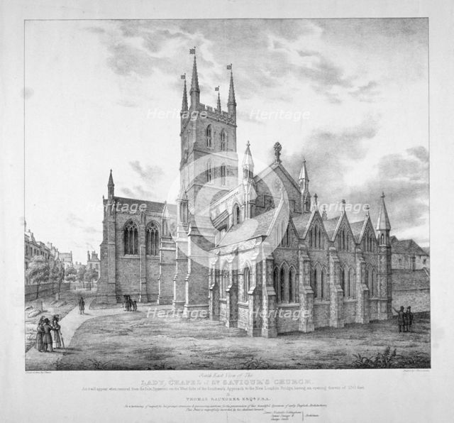 'South-east view of the Lady Chapel of St Saviour's Church, as it will appear when restored', c1835. Artist: J Harris