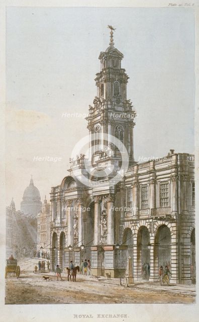 South-east view of the Royal Exchange's south front, City of London, 1812. Artist: Thomas Sutherland