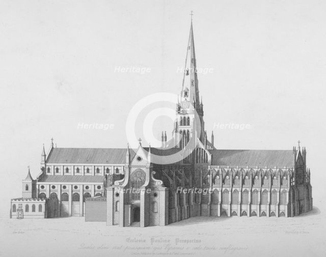 South elevation of the old St Paul's Cathedral, City of London, 17th century (1818). Artist: William Finden