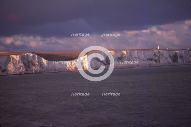 South Foreland Cliffs and Lghthouse from the Sea of Dover, England, 20th century. Artist: CM Dixon.