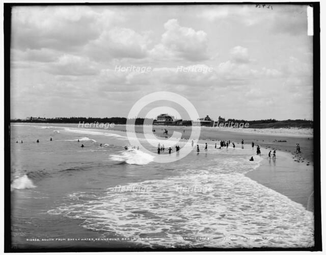 South from breakwater, Kennebunk beach, Maine, c1900. Creator: Unknown.