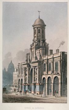 South front of the Royal Exchange, City of London, 1821. Artist: Anon