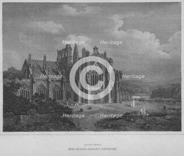 'South Front - Melrose Abbey Church', 1814. Artist: John Greig.