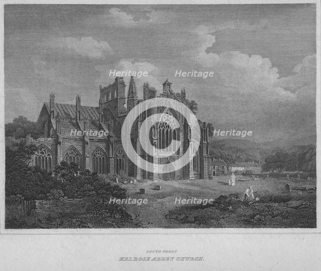 'South Front - Melrose Abbey Church', 1814. Artist: John Greig.