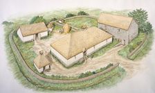 South Manor, Wharram Percy medieval village, North Yorkshire, 13th century (c2000s). Artist: Stephen Conlin