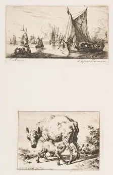 South Sea Fishers; Ewe with Two Lambs, 1850. Creator: Charles Meryon