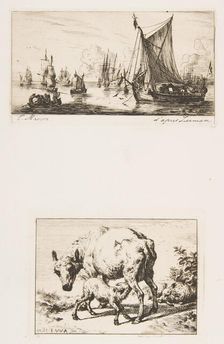 South Sea Fishers; Ewe with Two Lambs, 1850. Creator: Charles Meryon