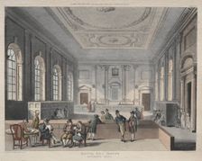 South Sea House, Dividend Hall, 1810. Creator: Thomas Rowlandson (British, 1756-1827); Augustus Charles Pugin (British, 1762-1832), and