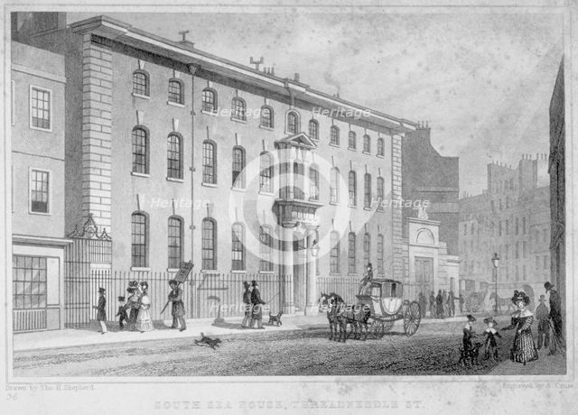 South Sea House, Threadneedle Street, City of London, 1830.                                          Artist: A Cruse