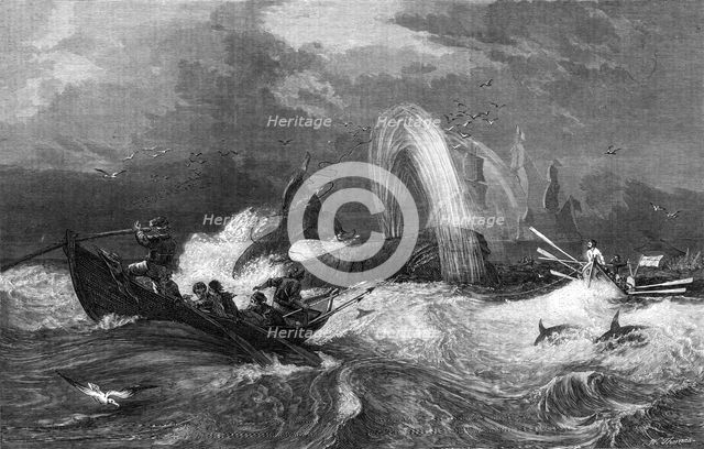 "South Sea Whaling" by Oswald W. Brierly, Exhibition of Water-Colour Drawings, Dudley Gallery, 1868. Creator: W Thomas.