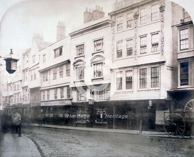 South side of Aldgate (street), showing nos 6-9, City of London, 1872. Artist: Anon