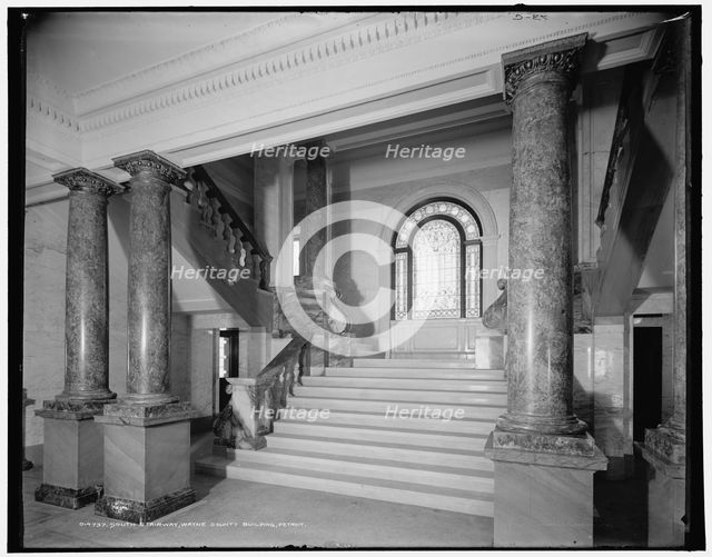 South stairway, Wayne County Building, Detroit, (1902?). Creator: Unknown.