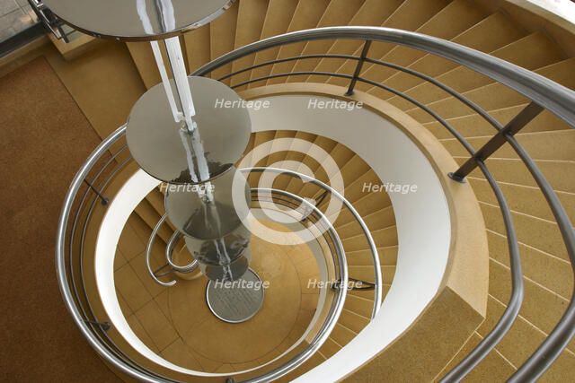 South staircase, De La Warr Pavilion, Bexhill on Sea, East Sussex. 
