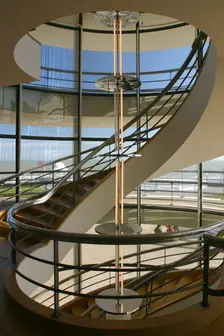 South staircase, De La Warr Pavilion, Bexhill on Sea, East Sussex. Creator: Peter Thompson