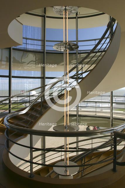 South staircase, De La Warr Pavilion, Bexhill on Sea, East Sussex. 