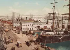 South Street and Brooklyn Bridge, New York City, c1901. Creator: Unknown