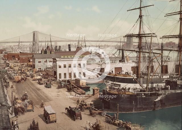 South Street and Brooklyn Bridge, New York City, c1901. Creator: Unknown.