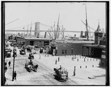 South Street and Brooklyn Bridge, New York, c1900. Creator: Unknown
