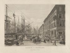 South Street from Maiden Lane, New York, in 1828, 1834. Creator: William James Bennett