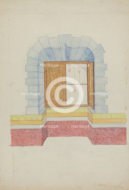 South Wall of "Governor's Room" at Mission, 1936. Creator: N. H. Yeckley.
