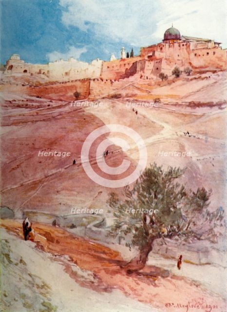 'South Wall of Jerusalem from the North End of the Village of Siloam', 1902. Creator: John Fulleylove.