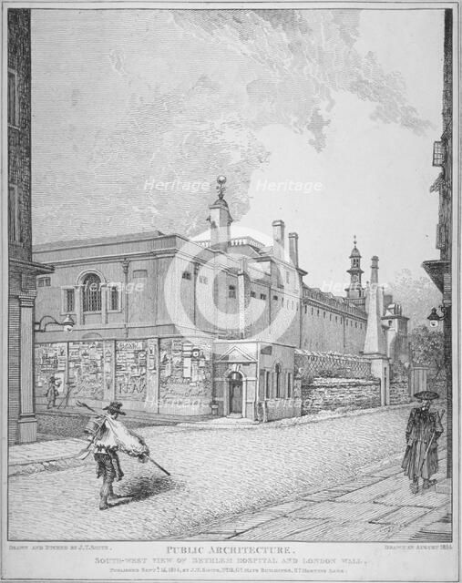 South-west view of Old Bethlehem Hospital, Moorfields and London Wall, City of London, 1814. Artist: John Thomas Smith