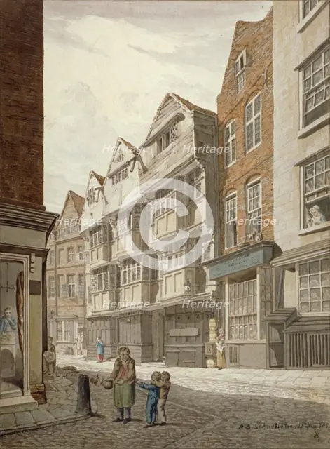 South-west view of an old timber-framed house in Ship Yard, Westminster, London, 1815. Artist: Robert Blemmell Schnebbelie
