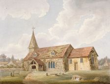South-west view of Holy Cross Church, Greenford, Middlesex, c1825. Artist: Anon