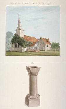 South-west view of St Mary's Church, Stapleford Tawney, Essex, c1800. Artist: Anon