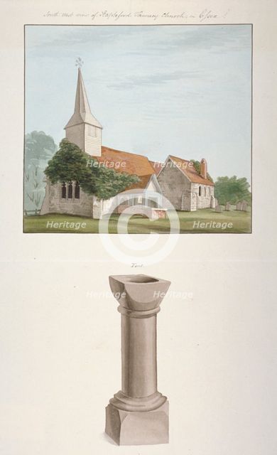 South-west view of St Mary's Church, Stapleford Tawney, Essex, c1800. Artist: Anon