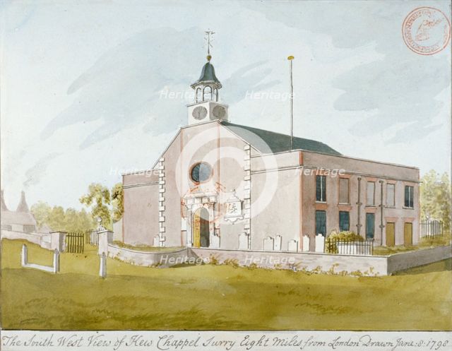 South-west view of the Church of St Anne, Kew, Surrey, 1798. Artist: Anon