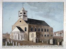 South-west view of the Church of St Mary Newington, Newington Butts, Southwark, London, 1798. Artist: Anon