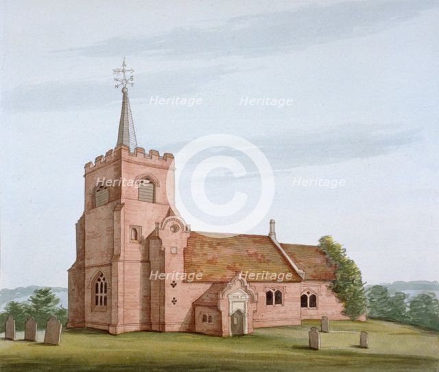 South-west view of the Church of St Michael, Theydon Mount, Essex, c1800. Artist: Anon