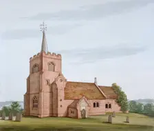 South-west view of the Church of St Michael, Theydon Mount, Essex, c1800. Artist: Anon