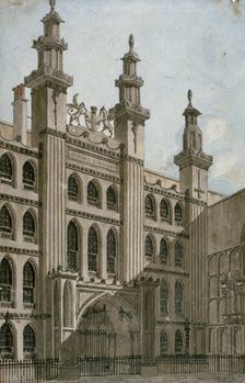 South-west view of the Guildhall front, City of London, 1810. Artist: George Shepherd