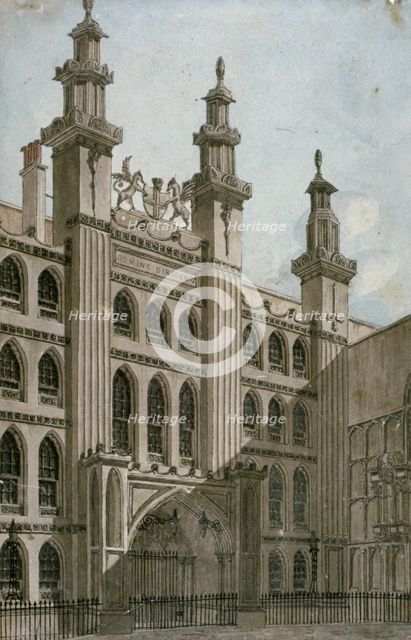 South-west view of the Guildhall front, City of London, 1810. Artist: George Shepherd