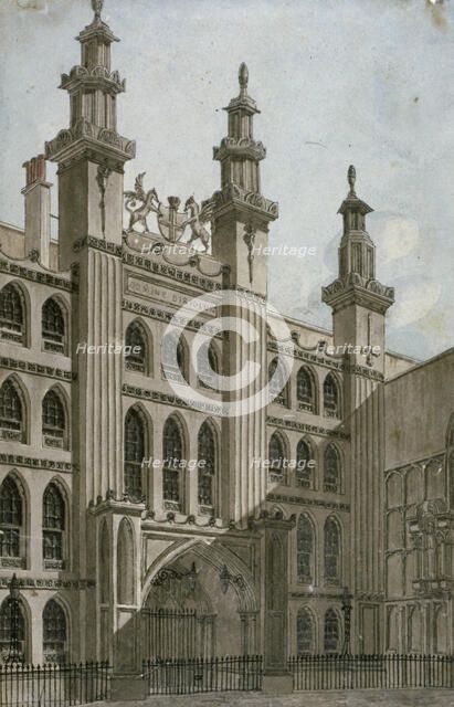 South-west view of the Guildhall front, City of London, 1810. Artist: George Shepherd