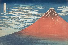 South Wind, Clear Sky (Gaifu kaisei), also known as Red Fuji, from the series Thirt..., ca. 1830-32. Creator: Hokusai