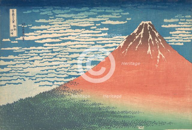 South Wind, Clear Sky (Gaifu kaisei), also known as Red Fuji, from the series Thirt..., ca. 1830-32. Creator: Hokusai.