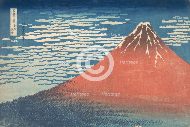 South Wind, Clear Sky (Gaifu kaisei), also known as Red Fuji, from the series Thirt..., ca. 1830-32. Creator: Hokusai.
