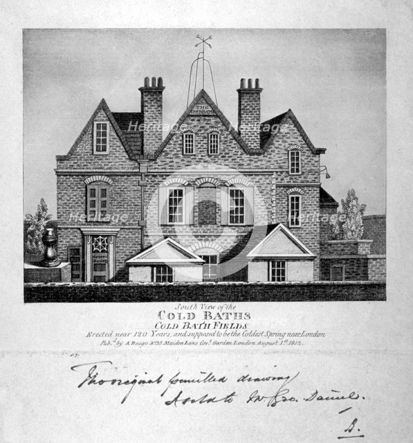 South view of the Cold Baths, Cold Bath Fields, Finsbury, London, 1812.        Artist: Anon